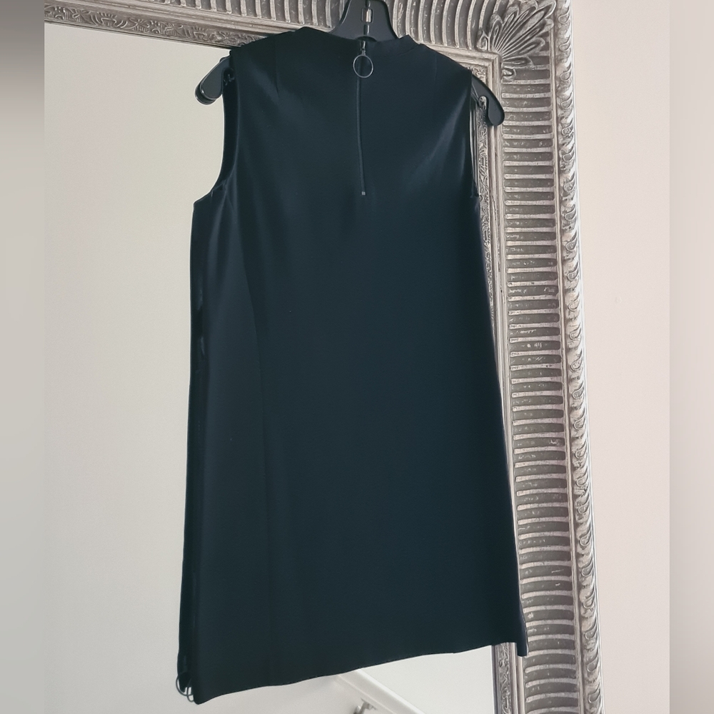 AKRIS PUNTO Sleeveless Houndstooth Patchwork Mini Dress Black US 4 Org $1,250 - Picture 2 of 12